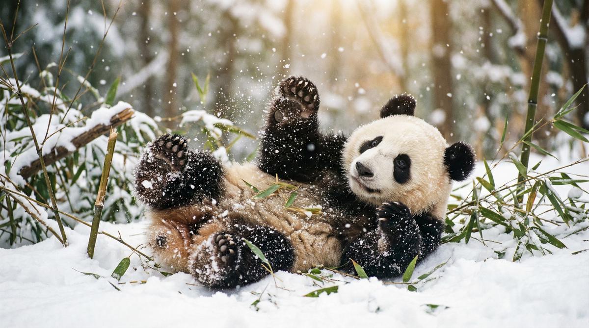 青柠视频熊猫视频 雪地嬉戏